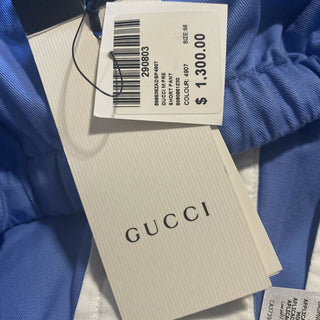 Neu mit Etikett: 1.300 $ Gucci Herren-Kurzhose aus Militär-Baumwolle, Blau, 40 US (56 EU), Italien