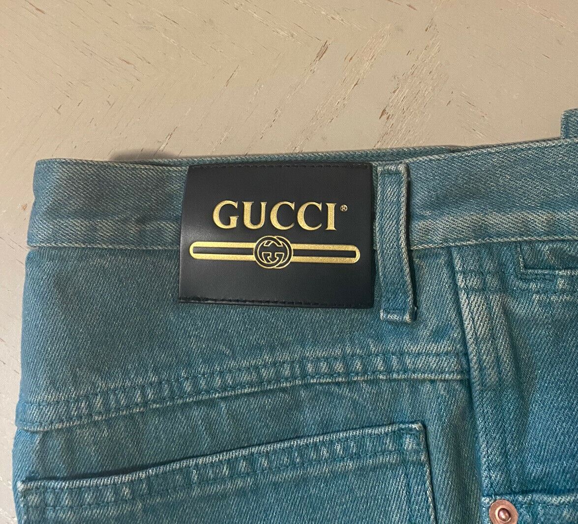 Neu mit Etikett: 1450 $ Gucci Herren-Jeanshose, Grün, Größe 30 US