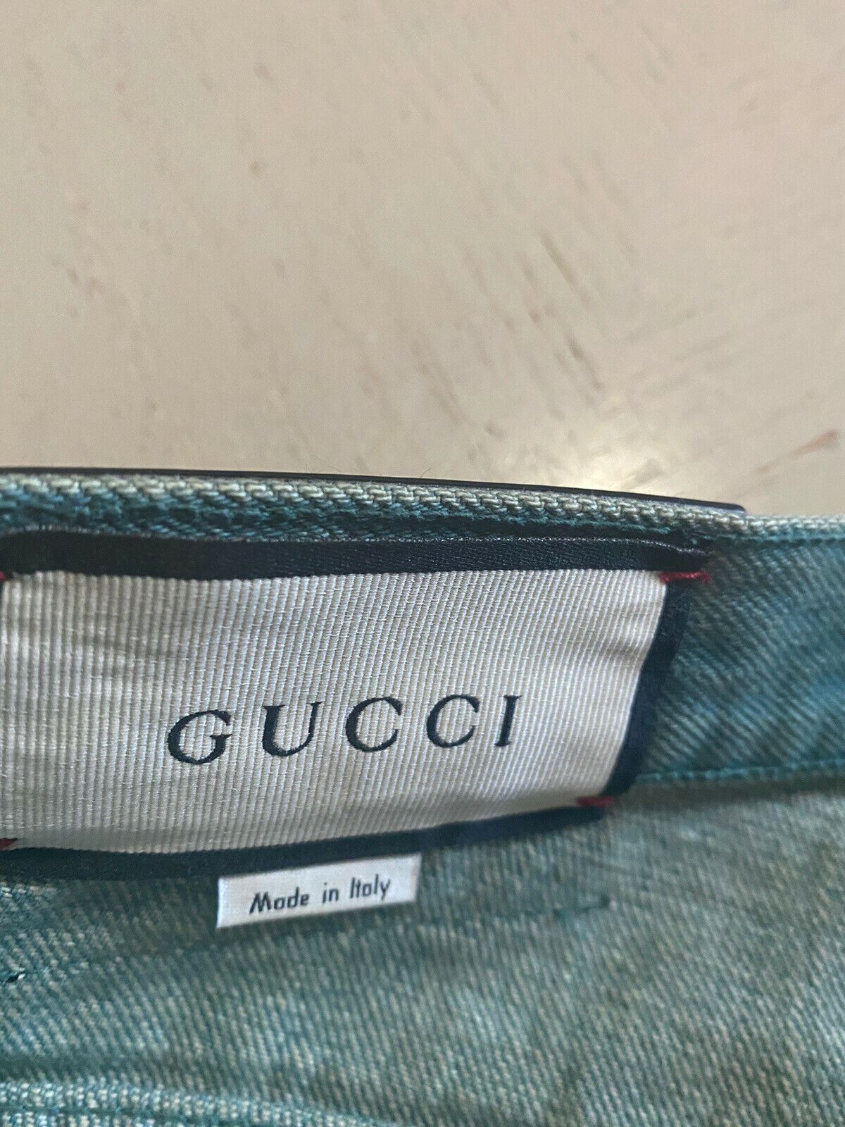 Neu mit Etikett: 1450 $ Gucci Herren-Jeanshose, Grün, Größe 30 US