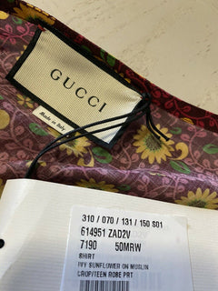 Neues Gucci Sunflower on Mublin Shirt Gelb/Rot Größe L (50 Eu) Italien