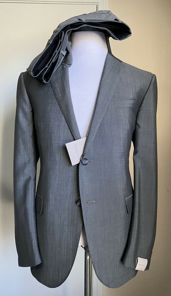 Neu $2395 Corneliani Herrenanzug aus Wolle/Mohair Olivgrün/Grau 44R US (54R Eu) Italien