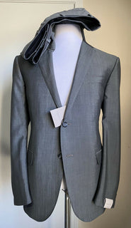 Neu $2395 Corneliani Herrenanzug aus Wolle/Mohair Olivgrün/Grau 44R US (54R Eu) Italien