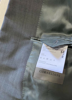 Neu $2395 Corneliani Herrenanzug aus Wolle/Mohair Olivgrün/Grau 44R US (54R Eu) Italien