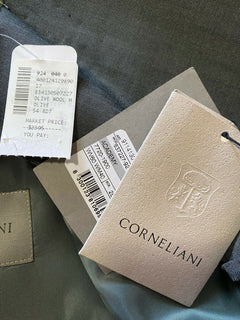 Neu $2395 Corneliani Herrenanzug aus Wolle/Mohair Olivgrün/Grau 44R US (54R Eu) Italien