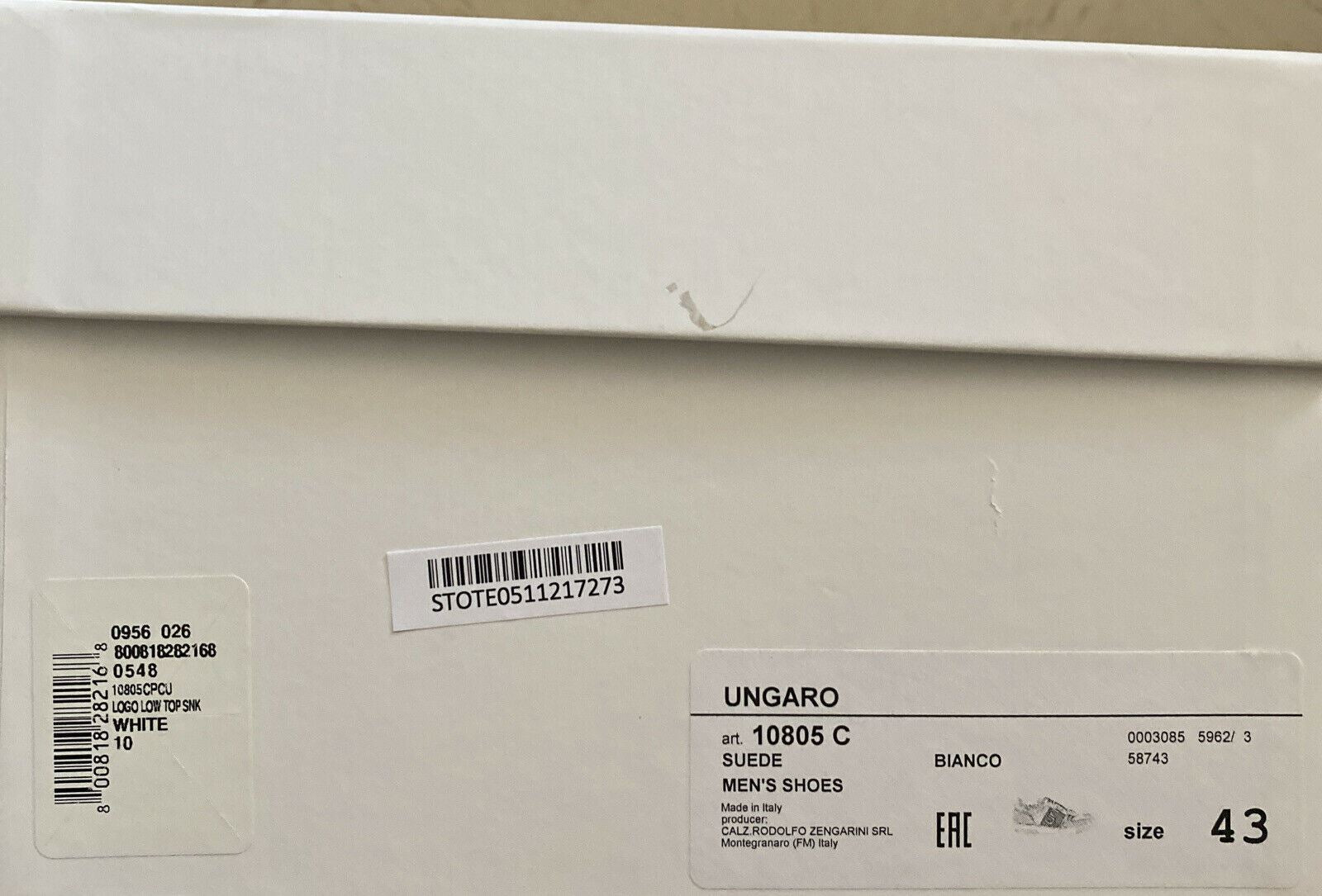 Новые мужские кроссовки Ungaro, белые 10 США (43 ЕС) Италия