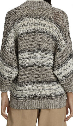 New $2393 Brunello Cucinelli Women Stripped Cardigan Sweater Gray/Multicolor M