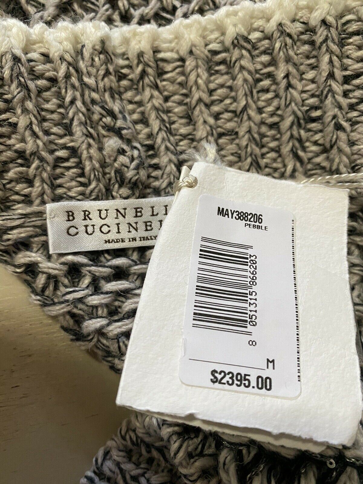 Новинка, $2393, женский полосатый кардиган, свитер Brunello Cucinelli, серый/разноцветный, M