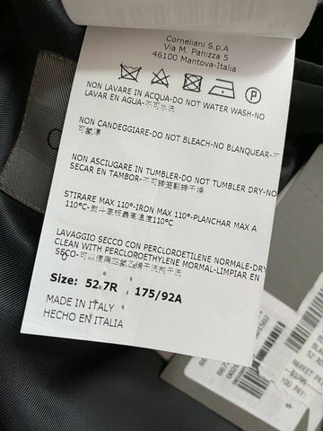 New $1795 Corneliani Mens Wool Suit Black 42R US ( 52R Eu ) Italy