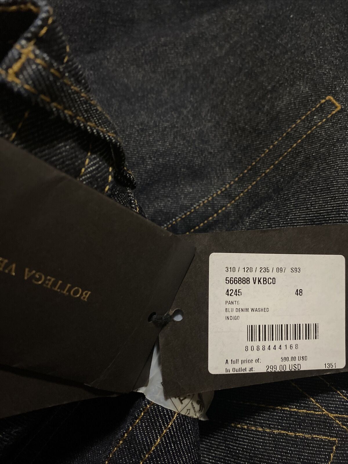 NWT $590 Bottega Veneta Men’s Jeans Pants Blue Denim 32 US/48 Eu Italy