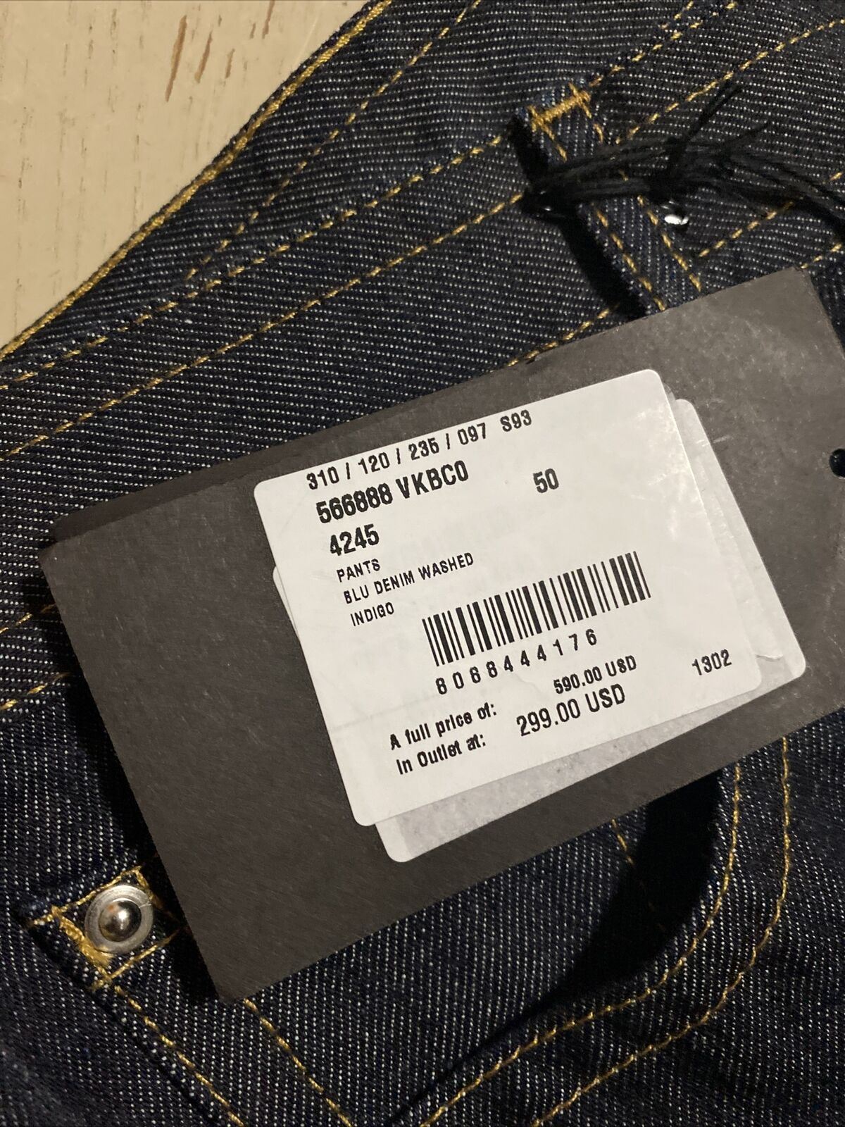 СЗТ 590 долларов США Bottega Veneta Мужские джинсовые брюки синие деним 34 США/50 ЕС Италия