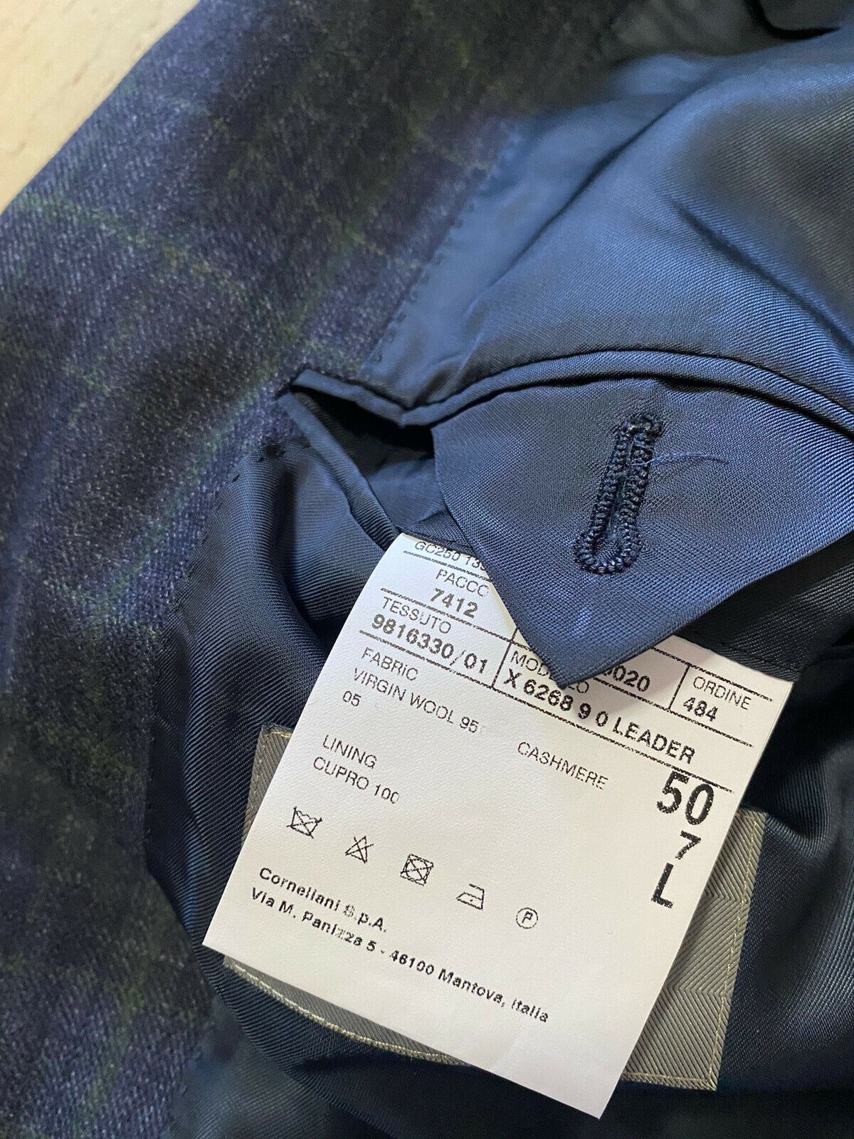 Neu mit Etikett: 1650 $ Corneliani Sportmantel Jacke Blazer Marine/Grün 40L US (50L Eu) Italien