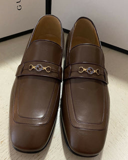 Neue Gucci Herren-Slipper aus Leder mit GG-Monogramm, braun, 11 US (10 UK), Italien