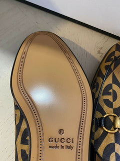 NIB Gucci Herren-Slipper aus Segeltuch/Leder, Kamel/Braun, 8 US (7 UK), Italien