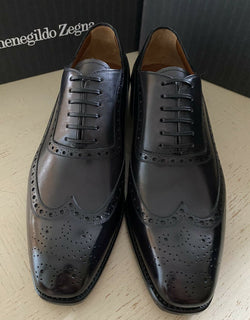 Neue 1495 $ Ermenegildo Zegna Couture Oxford-Lederschuhe Schwarz 11 US Italien