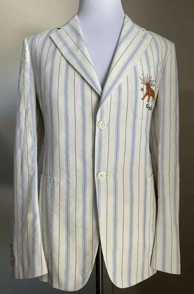 Neu mit Etikett: 2900 $ Gucci Herren-Sportmantel, Jacke, Blazer, Weiß/Blau, 40R US (50R Eu)