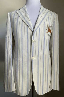 Neu mit Etikett: 2900 $ Gucci Herren-Sportmantel, Jacke, Blazer, Weiß/Blau, 40R US (50R Eu)