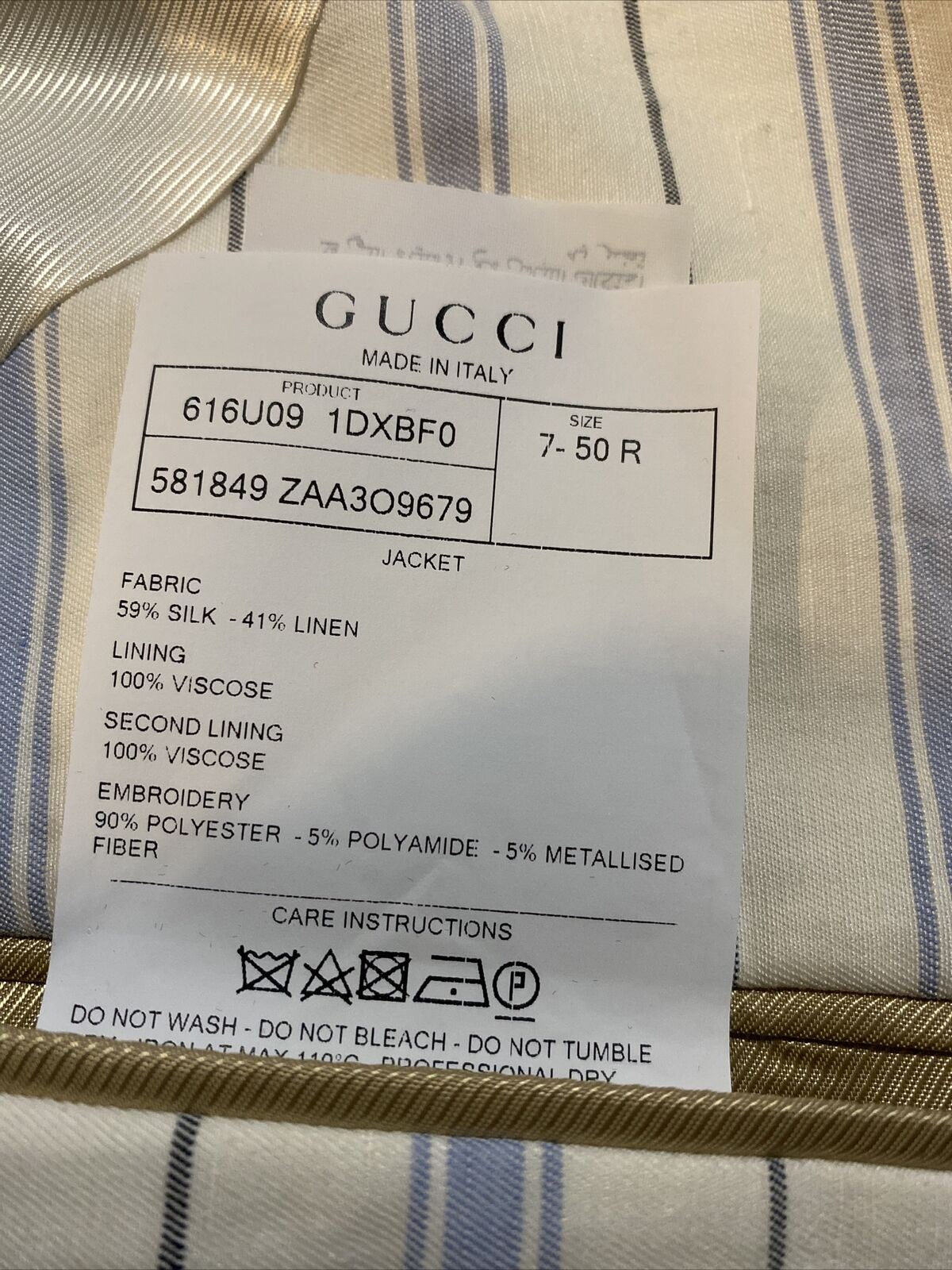 NWT $2900 Gucci Men's Sport Coat Jacket Blazer  White/Blue 40R US ( 50R Eu )