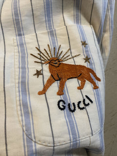 Neu mit Etikett: 2900 $ Gucci Herren-Sportmantel, Jacke, Blazer, Weiß/Blau, 40R US (50R Eu)