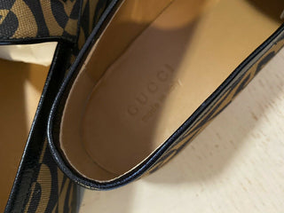 NIB Gucci Herren-Slipper aus Segeltuch/Leder, Kamel/Braun, 11 US (10 UK), Italien