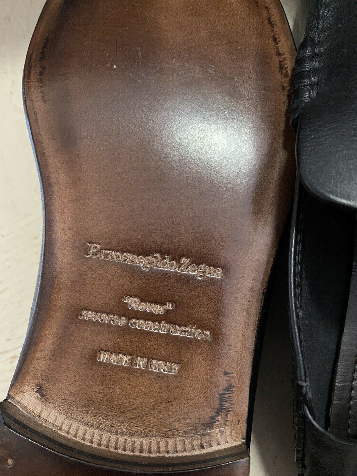 New $750 Ermenegildo Zegna Iconic Moccasin Leather Loafers Shoes Black 11 US