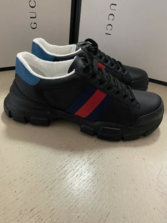 Neue Gucci Herren-Sneakers aus Leder, Schwarz, 8 US (7 UK) 624701