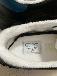 Neue Gucci Herren-Sneakers aus Leder, Schwarz, 8 US (7 UK) 624701