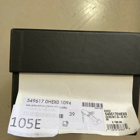 NIB  Gucci Women’s Sandal Shoes Black 9 US ( 39  Eu ) 549617  Italy