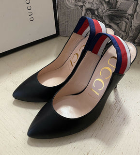 NIB Gucci Damen Sandalenschuhe Schwarz 7,5 US (37,5 Eu) 524645 Italien