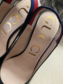 NIB Gucci Damen Sandalenschuhe Schwarz 7,5 US (37,5 Eu) 524645 Italien