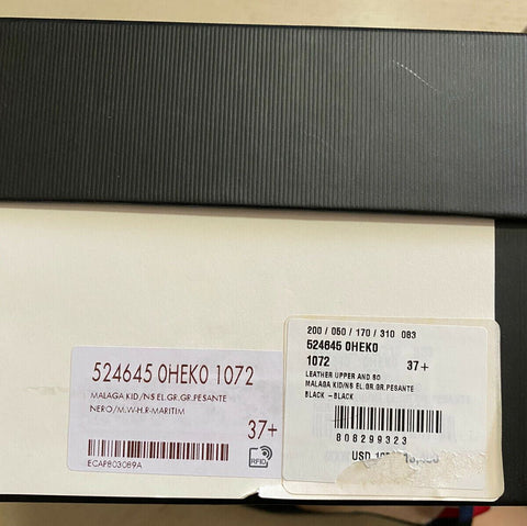 NIB Gucci Damen Sandalenschuhe Schwarz 7,5 US (37,5 Eu) 524645 Italien