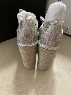 NIB Gucci Damen Plateau-Espadrille-Schuhe Silber 7,5 US (37,5 Eu) Italien