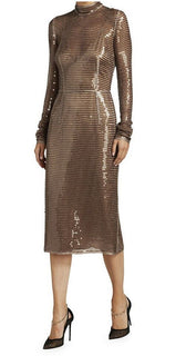 Neues Burberry Embellished Mesh Seguin Cocktailkleid im Wert von 6500 US-Dollar Bronze 8 US/42it Italien