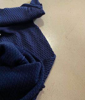 Neues Fendi-Rollkragenkleid aus gesmoktem Seidenkrepp im Wert von 2390 US-Dollar, Marineblau, 12 US/48, Italien