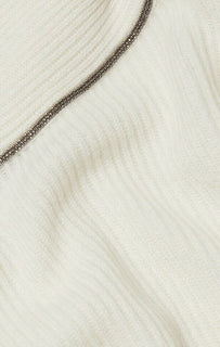 Neu $3995 Brunello Cucinelli Damen-Cardigan aus Kaschmir-Rippenstrick mit Gürtel Weiß M
