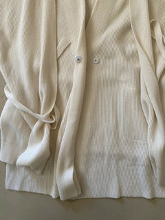 Neu $3995 Brunello Cucinelli Damen-Cardigan aus Kaschmir-Rippenstrick mit Gürtel Weiß M
