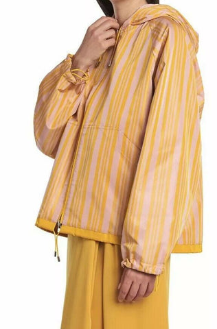 New $3900 Loro Piana Women Oversized Andrew Reversible Hooded Jacket Orange S