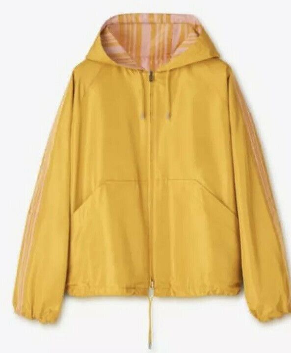 New $3900 Loro Piana Women Oversized Andrew Reversible Hooded Jacket Orange S