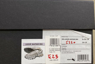 Neu $795 Ermenegildo Zegna Couture Leder-Sneakers Schuhe Weiß/Grau 10,5 US Ita