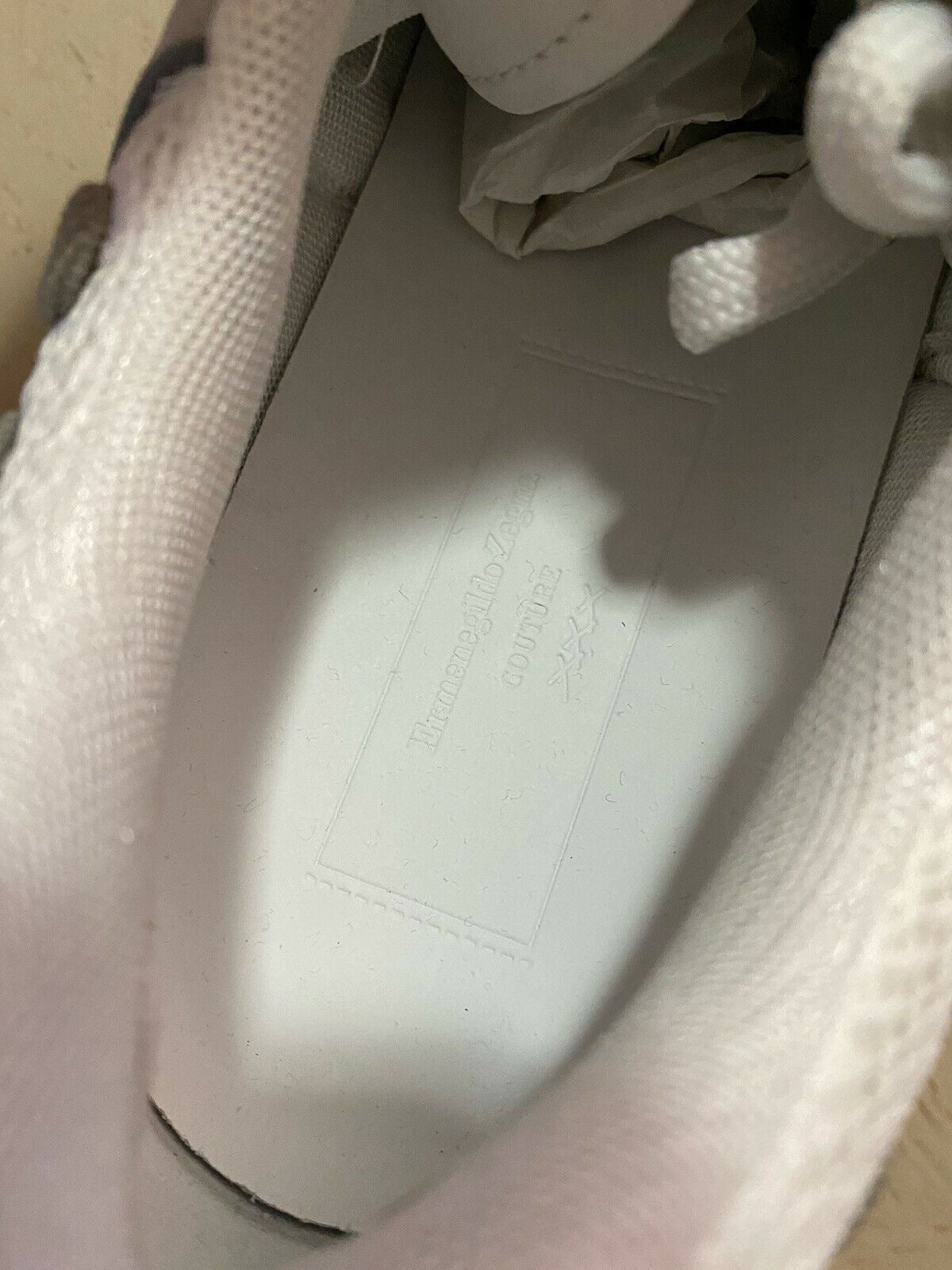 New $795 Ermenegildo Zegna Couture Leather Sneakers Shoes White/Gray 10.5 US Ita