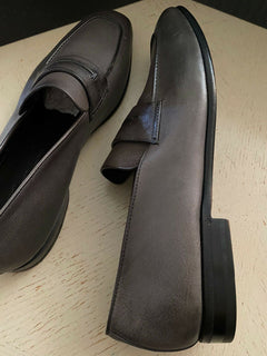 Neue 750 $ Ermenegildo Zegna Iconic Mokassin-Leder-Loafer-Schuhe Grau 11 US