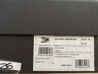 Neue 750 $ Ermenegildo Zegna Iconic Mokassin-Leder-Loafer-Schuhe Grau 11 US