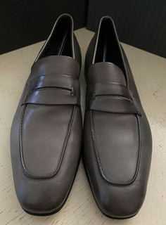 Neue 750 $ Ermenegildo Zegna Iconic Mokassin-Leder-Loafer-Schuhe Grau 11 US