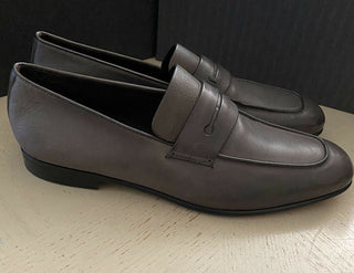Neue 750 $ Ermenegildo Zegna Iconic Mokassin-Leder-Loafer-Schuhe Grau 11 US