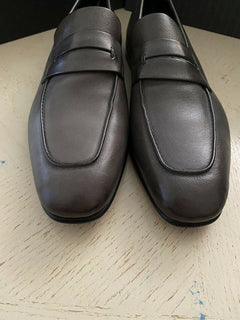 Neue 750 $ Ermenegildo Zegna Iconic Mokassin-Leder-Loafer-Schuhe Grau 11 US
