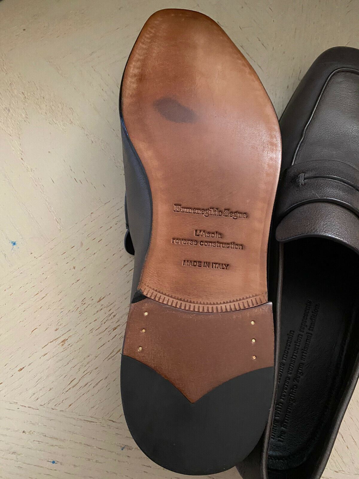 Neue 750 $ Ermenegildo Zegna Iconic Mokassin-Leder-Loafer-Schuhe Grau 11 US
