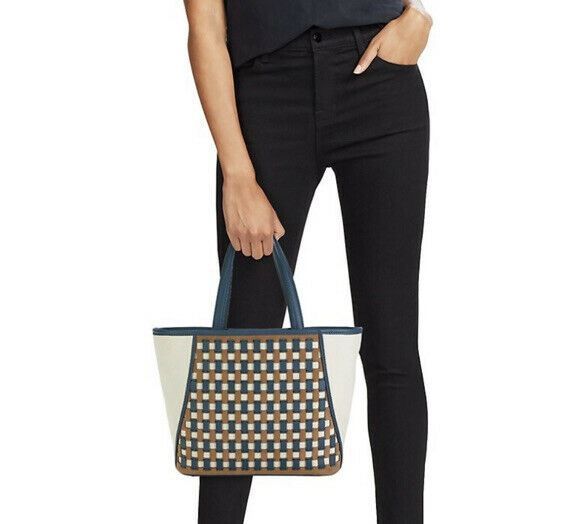 Новая женская маленькая большая сумка из холста/кожи Loro Piana за 3100 долларов, разноцветная, Италия