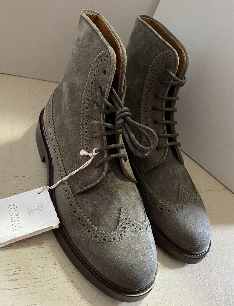 New $1195 Brunello Cucinelli Men Suede Wingtip Boots Shoes Olive 6 US ( 39 Eu )