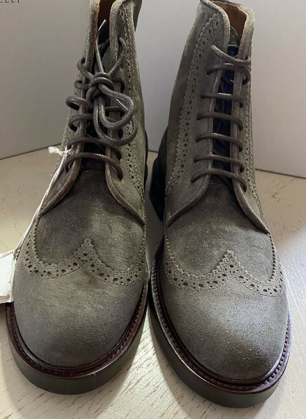 New $1195 Brunello Cucinelli Men Suede Wingtip Boots Shoes Olive 6 US ( 39 Eu )
