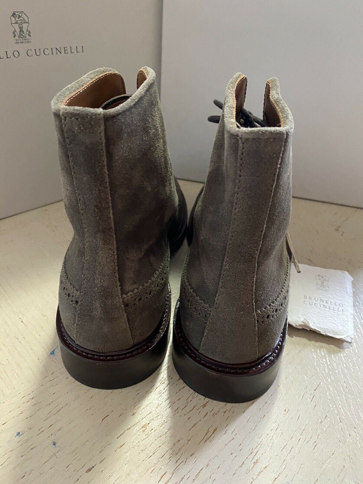 New $1195 Brunello Cucinelli Men Suede Wingtip Boots Shoes Olive 6 US ( 39 Eu )