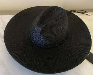 Neu mit Etikett: 895 $ Saint Laurent Herren-Strohhut Schwarz/Silber M